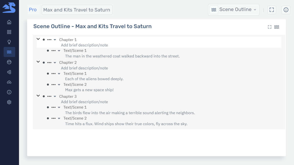 Storyfyre Plus Scene Outline.